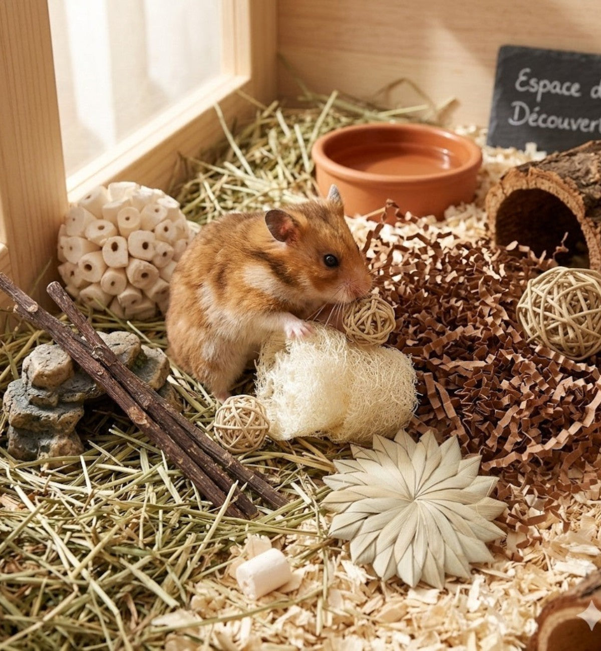 Boite de jouets riche en saveurs et textures pour rongeurs