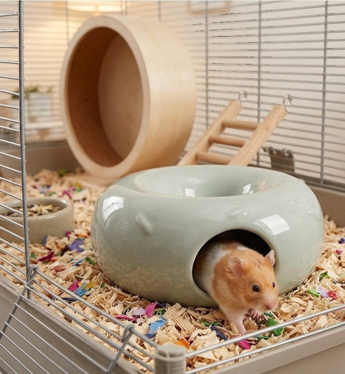 Maisonnette pour rongeur en céramique verte