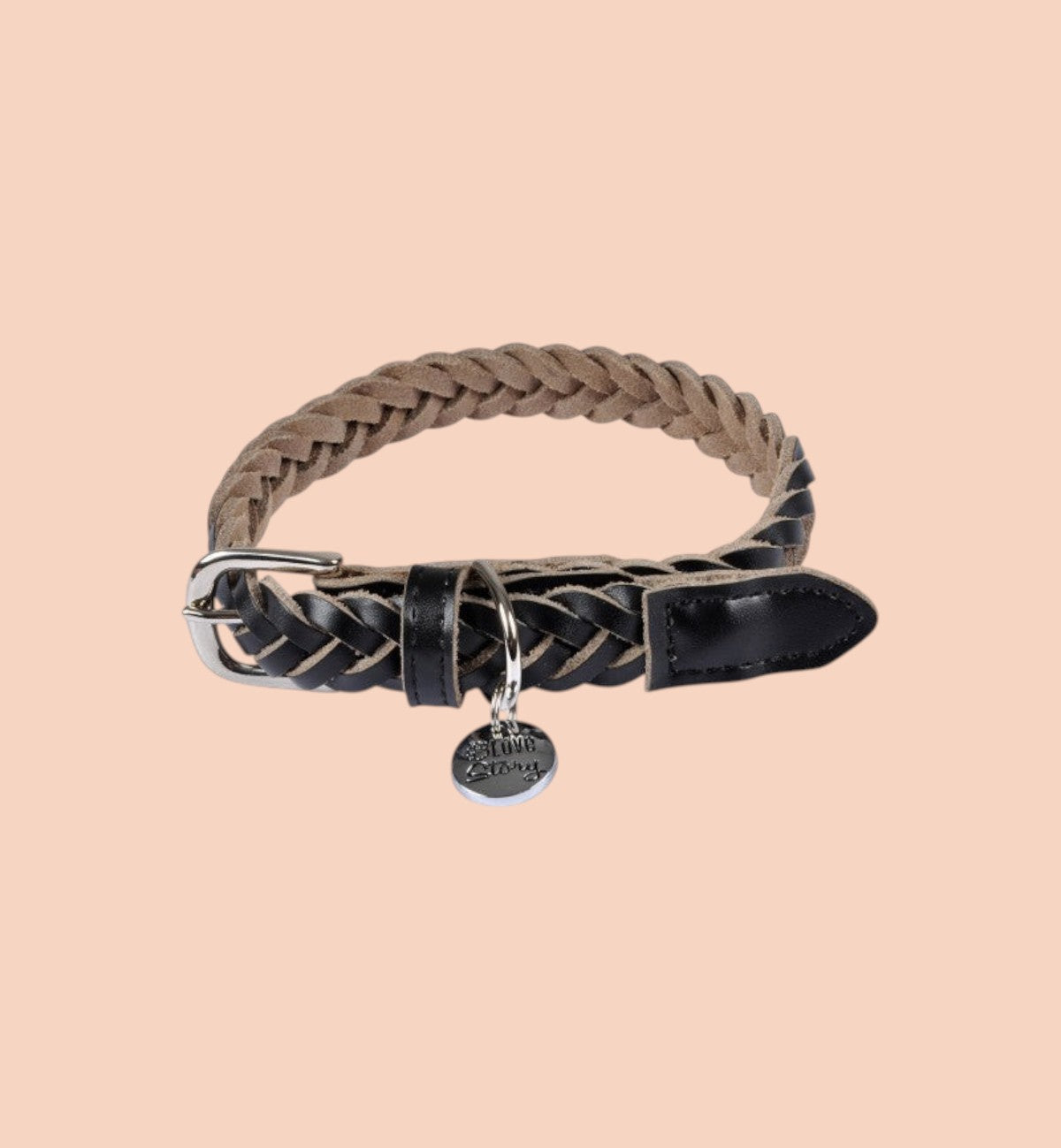 Collier pour chien en cuir tressé noir 30 à 45 cm