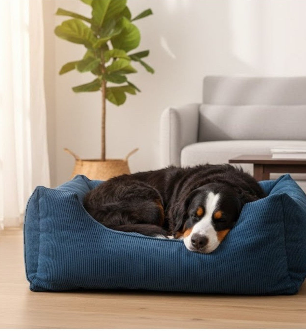 Coussin panier côtelé Rectangle Bleu 100 x 80 x 25 cm