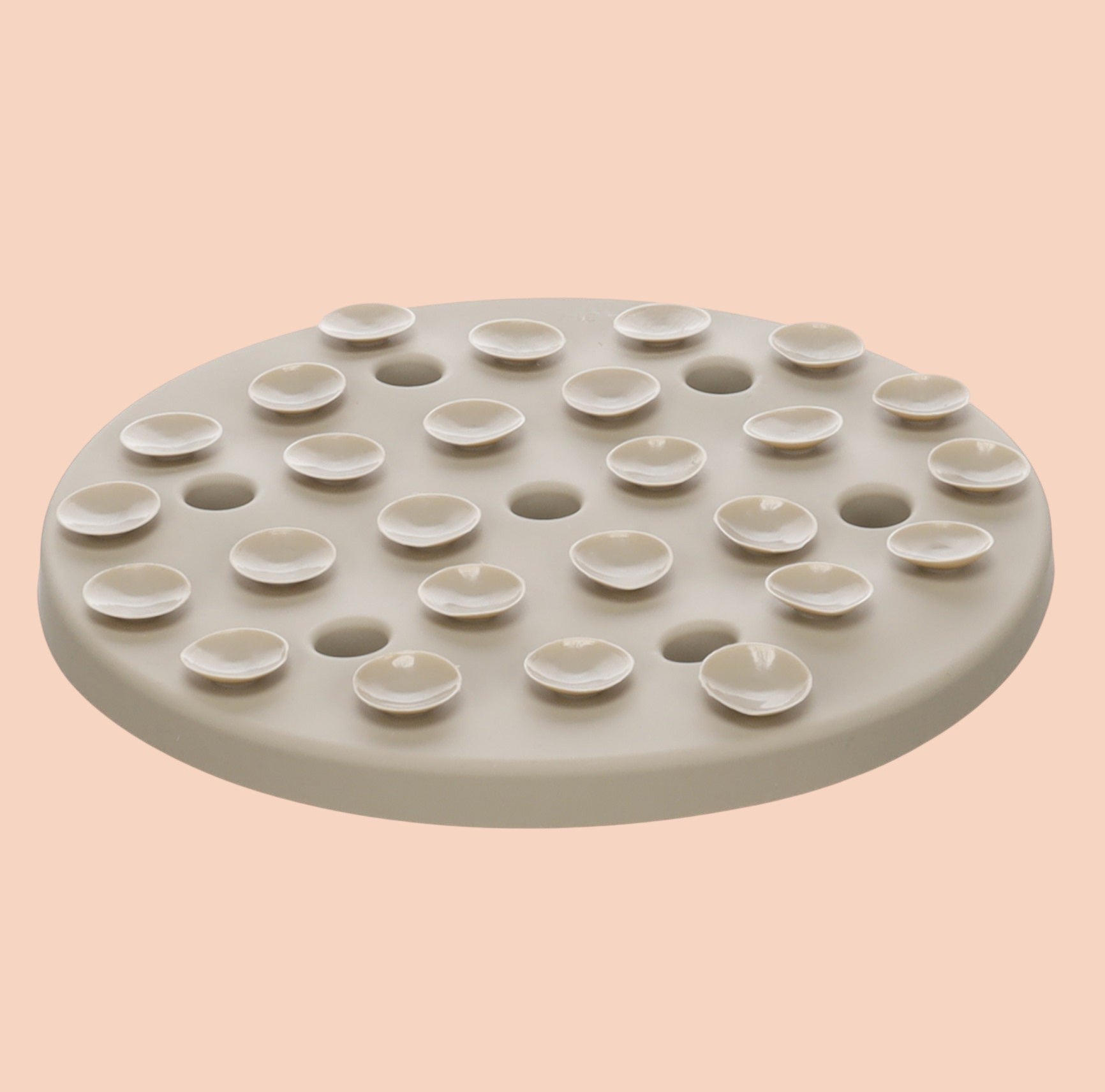 Tapis à lécher Fleur Rond 20 cm Taupe