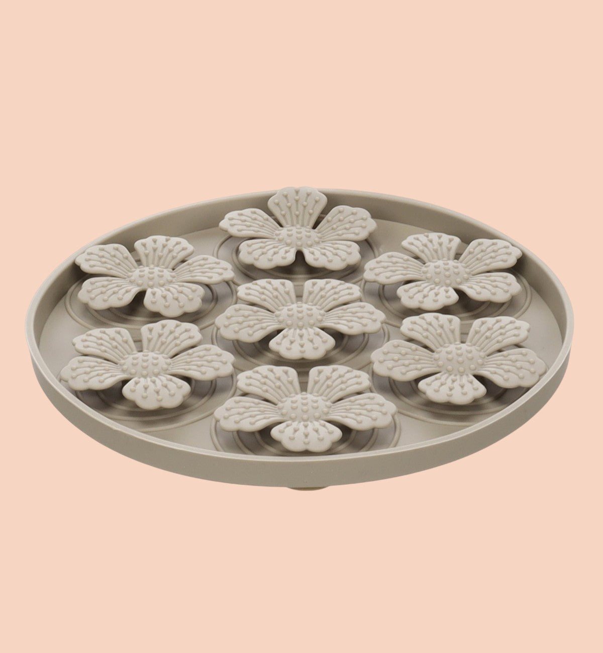 Tapis à lécher Fleur Rond 20 cm Taupe