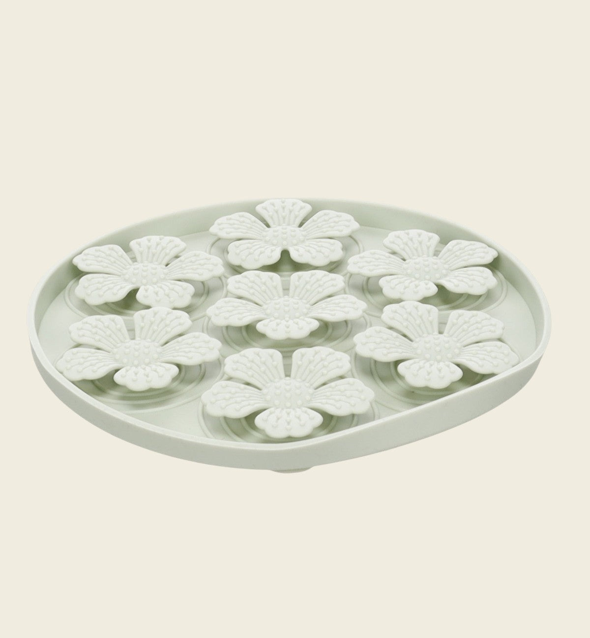 Tapis à lécher Fleur Rond 20 cm Vert