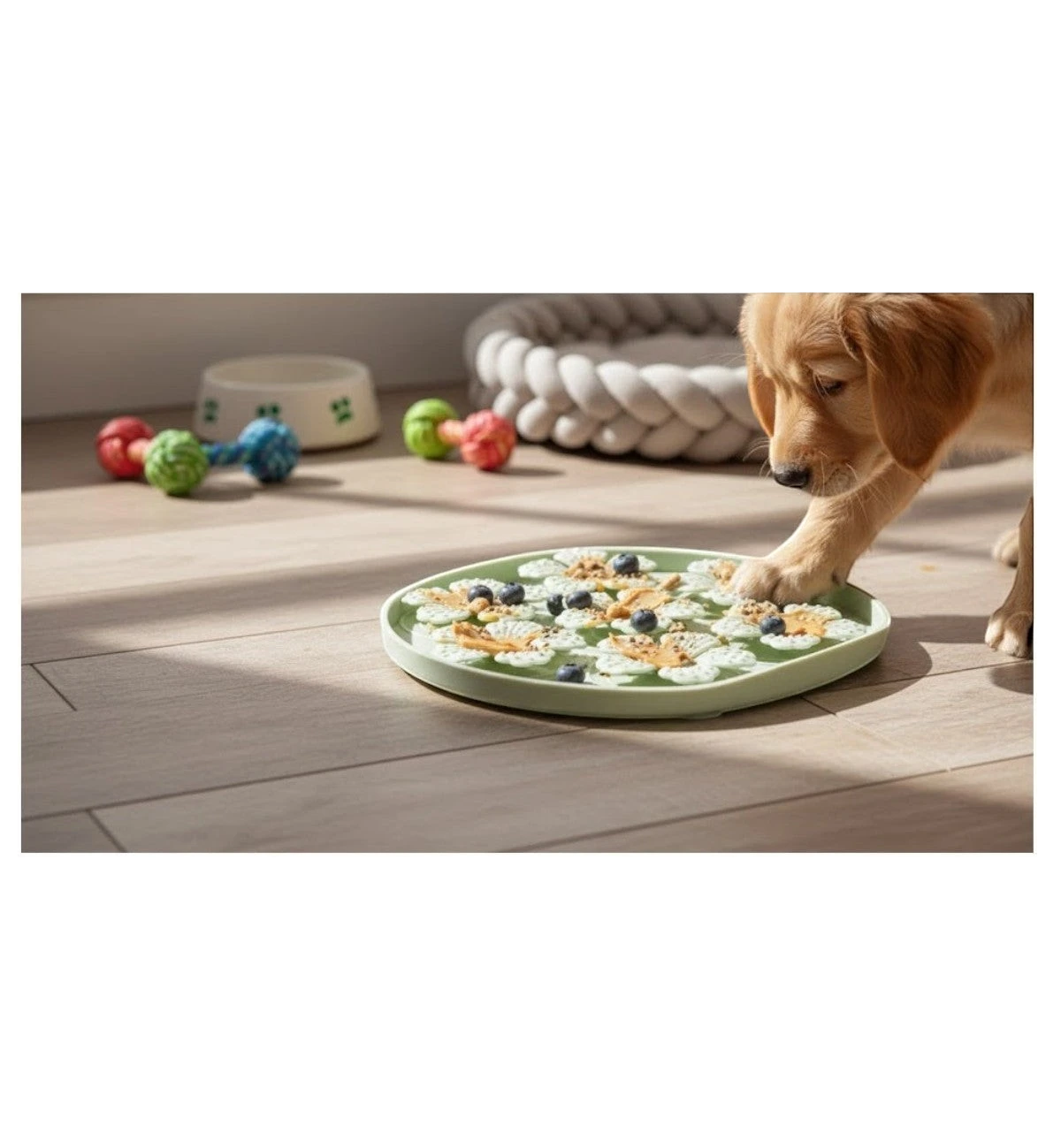 Tapis à lécher Fleur Rond 20 cm Vert