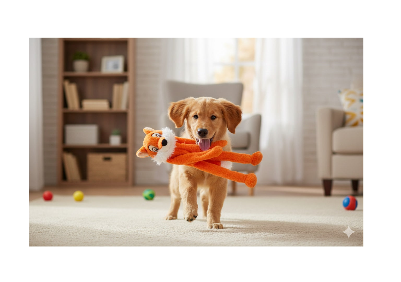 Peluche Renard grand yeux pour chien - vue 2