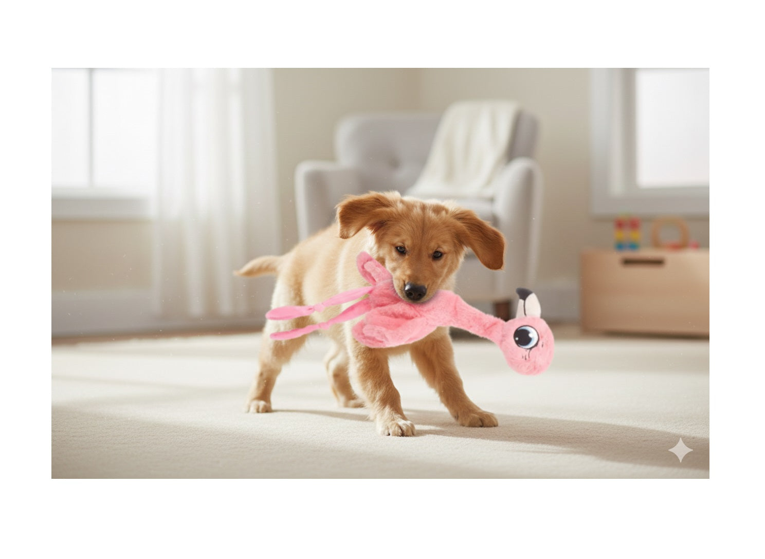 Peluche Flamant rose grand yeux pour chien - vue 2