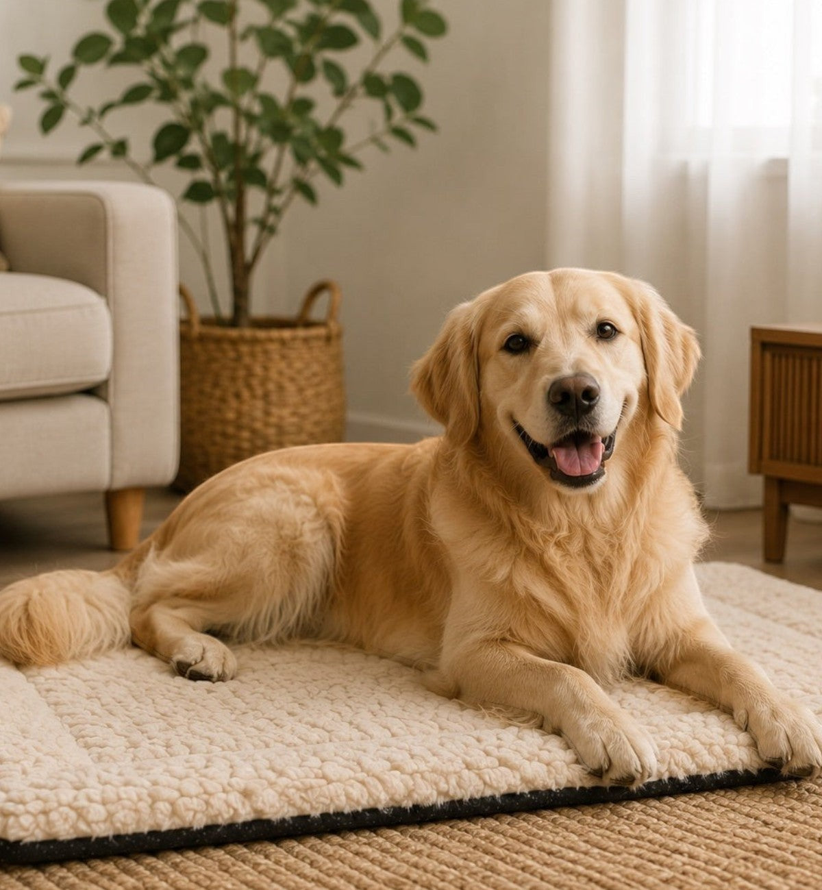 Coussin rectangle pour chien Naya 51 x 85 cm beige