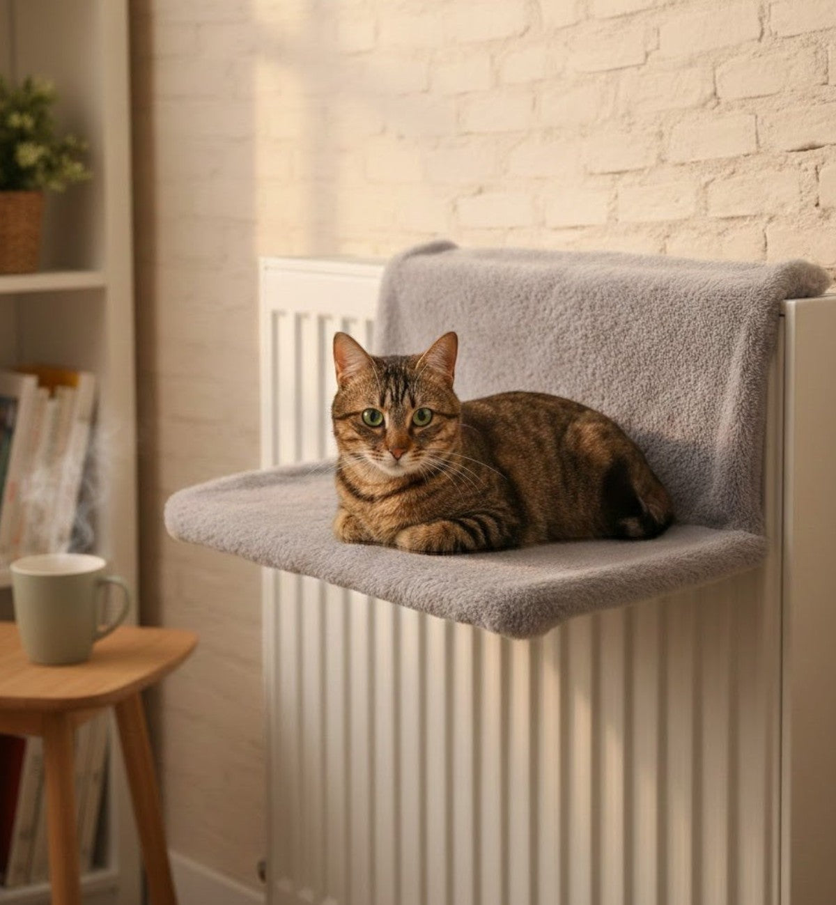 Hamac de radiateur pour chat Chill gris en peluche