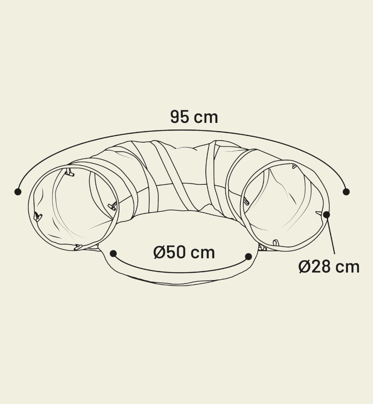 Jeu Tunnel interactif pour chat Gris foncé avec balle 95 cm