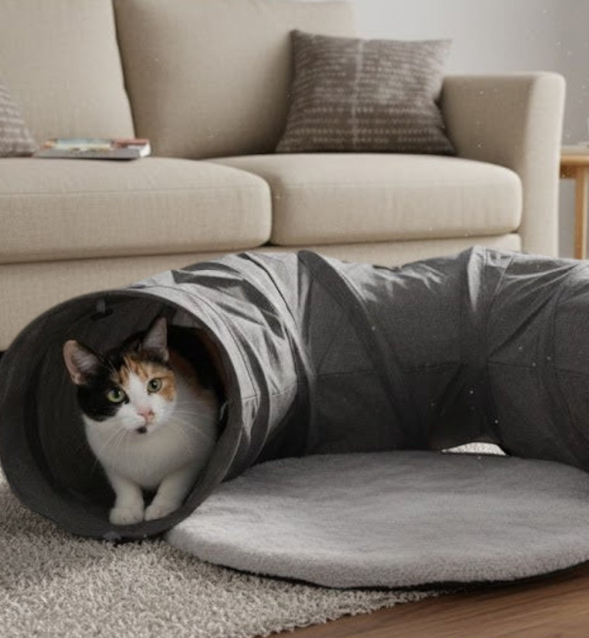 Jeu Tunnel interactif pour chat Gris foncé avec balle 95 cm