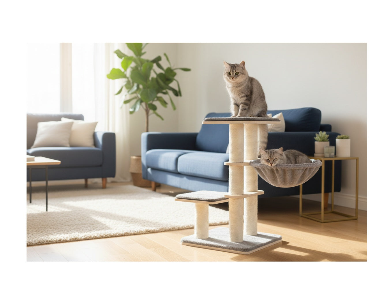 Arbre à chat avec hamacs et niche