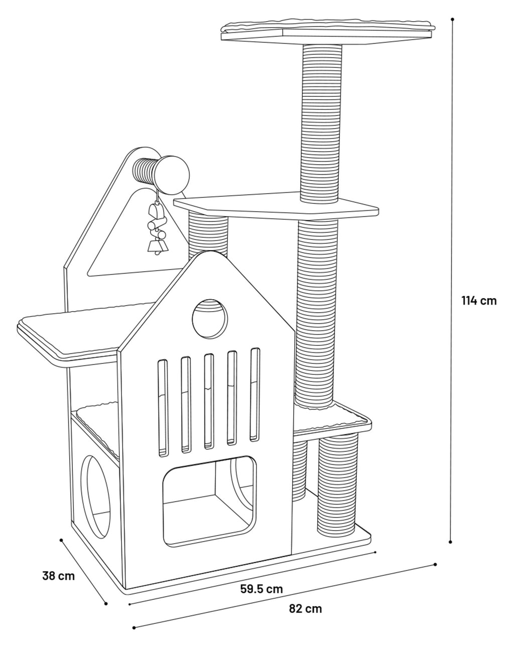 Arbre à chat maisonnette et plateforme