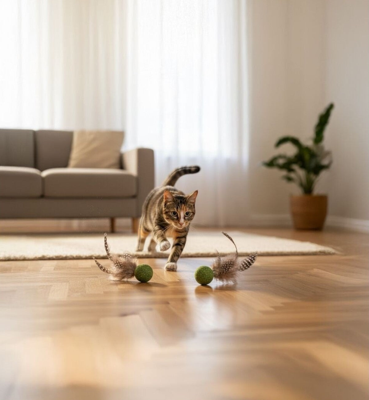 Jouets pour chat Katti balle de cataire avec plumes