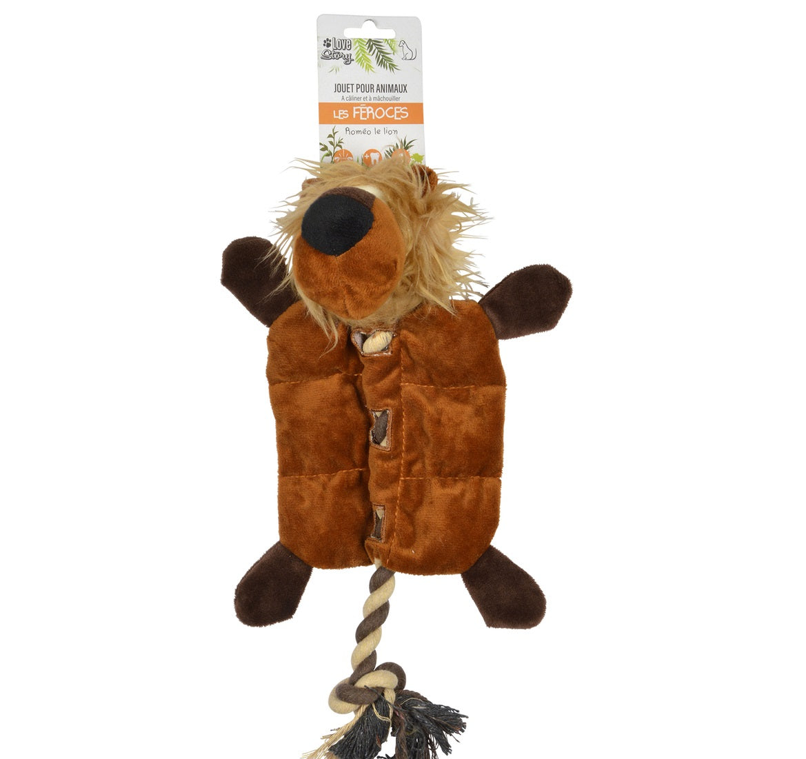 Jouet en peluche Lion et son anneau pour chien - vue 2