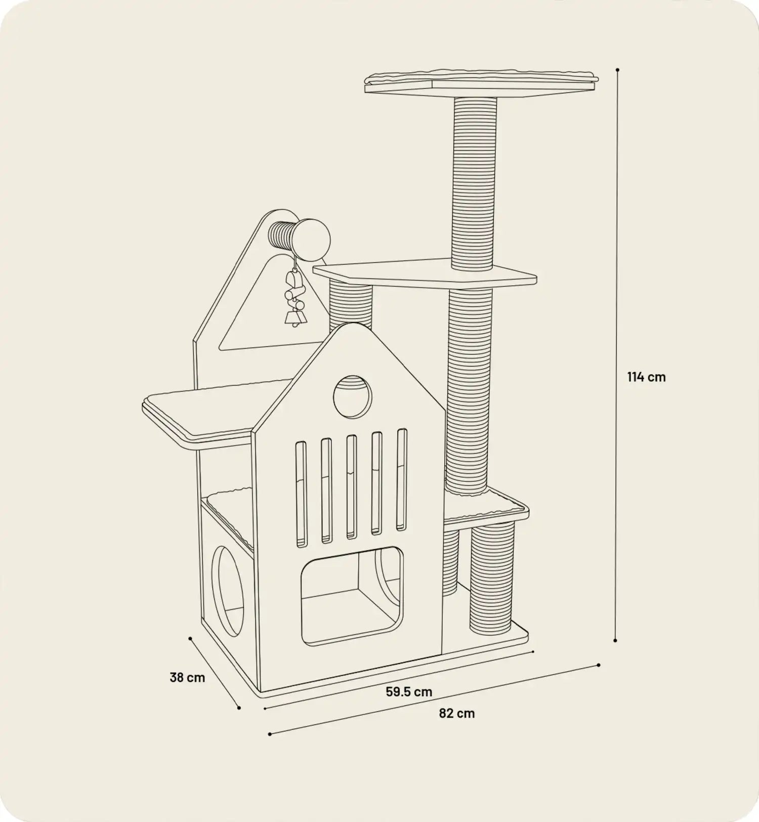 Arbre à chat maisonnette et plateforme