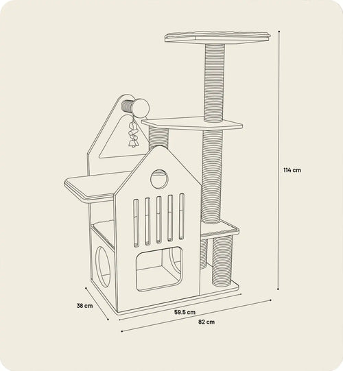 Arbre à chat maisonnette et plateforme