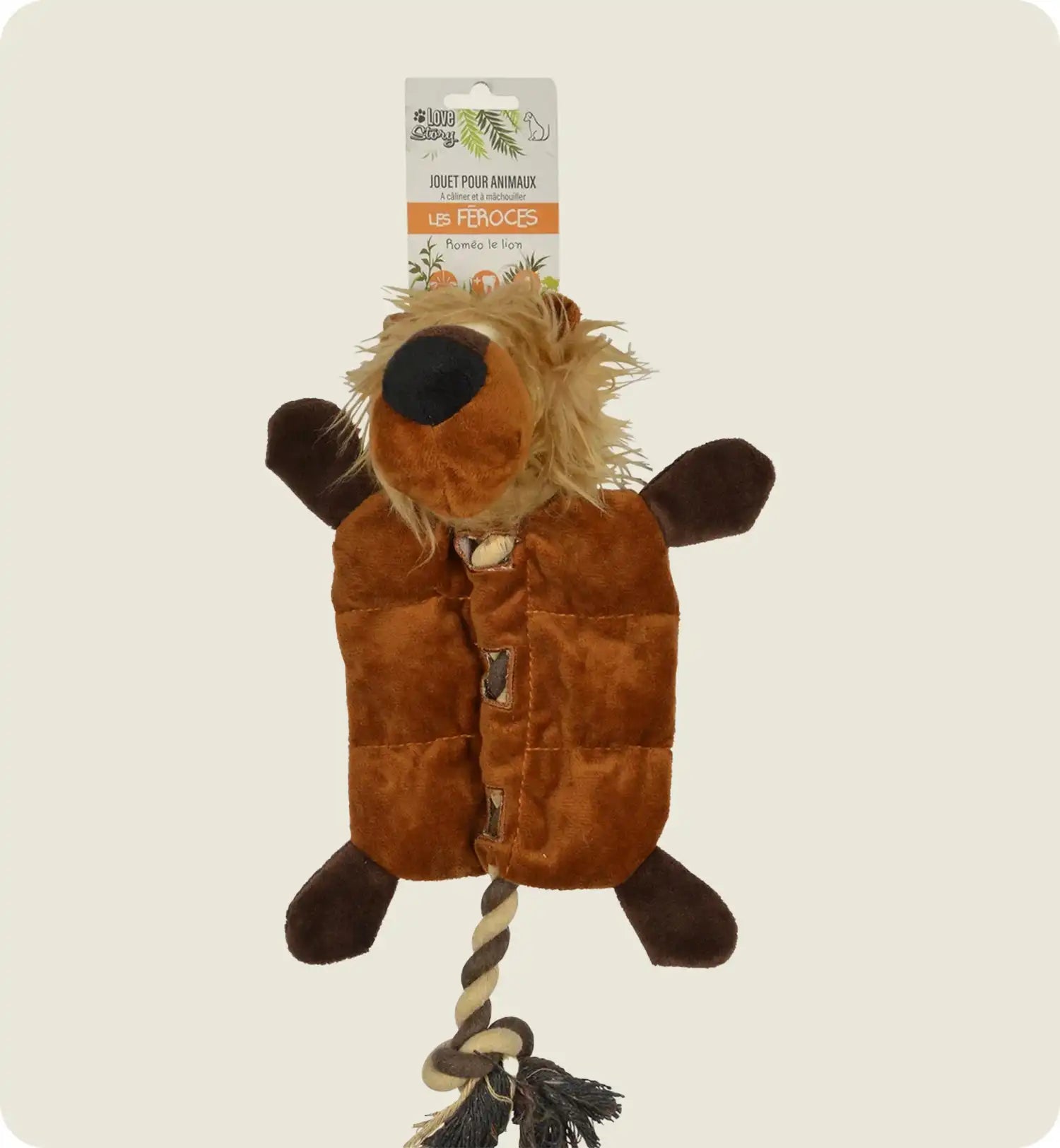 Jouet en peluche Lion et son anneau pour chien