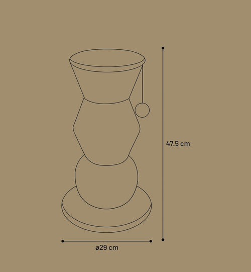 Arbre à chat Animozen beige en bois avec jouet suspendu, 47 cm de hauteur, design moderne et naturel.