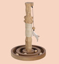 Animozen Arbre à chat Kofti en bois naturel avec corde en jute, circuit à balles et plume