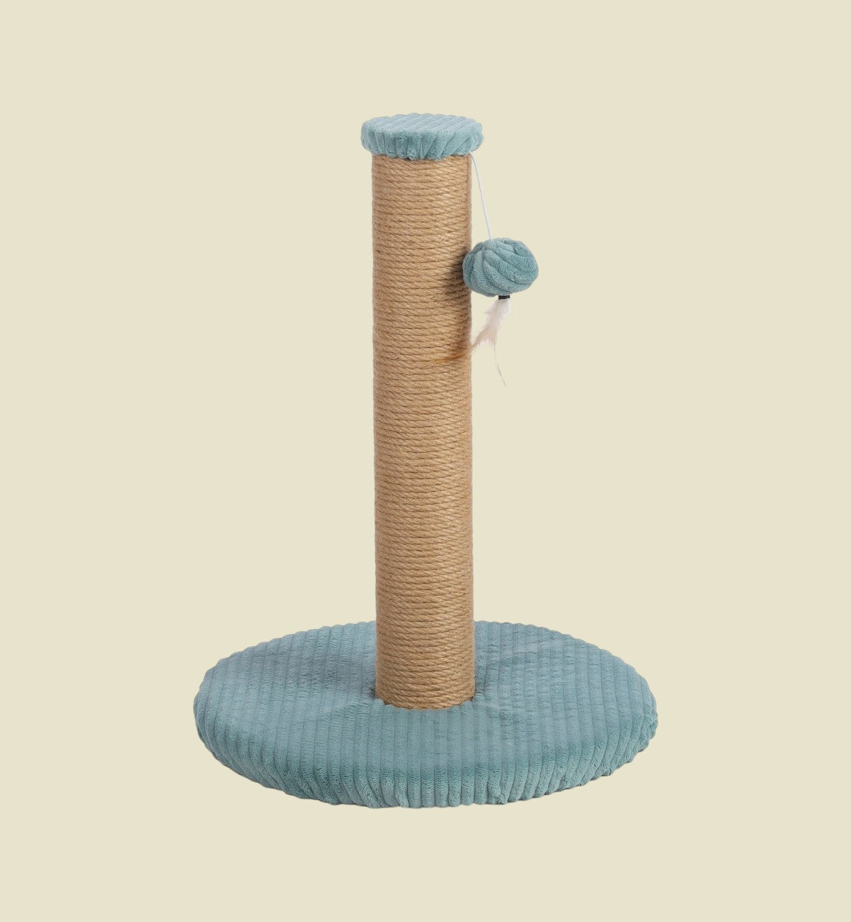 Arbre à chat Animozen Riba bleu pétrole avec jouet suspendu et griffoir en corde de jute