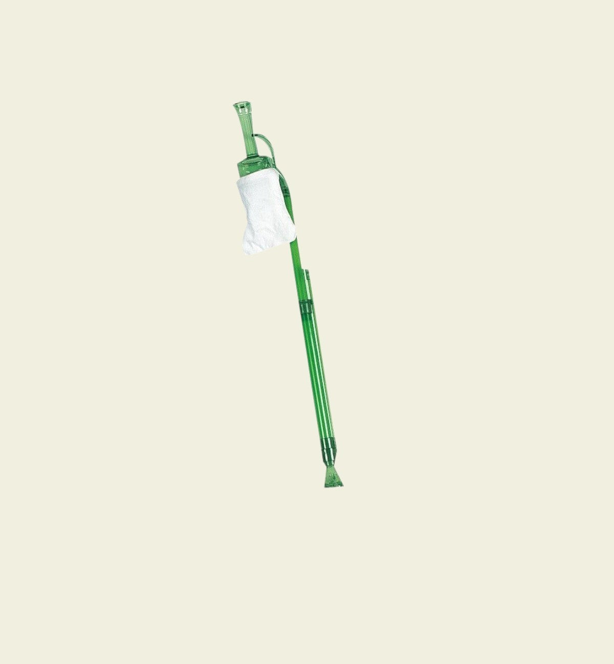 Aspirateur d'aquarium Animozen vert et blanc avec tête pivotante et protection pour poissons, en polystyrène.
