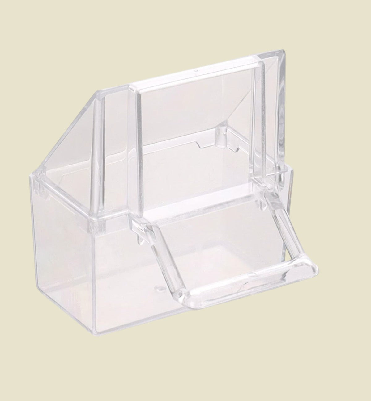 Animozen auget transparent pour oiseaux avec marche, en plastique synthétique, idéal pour graines et eau.