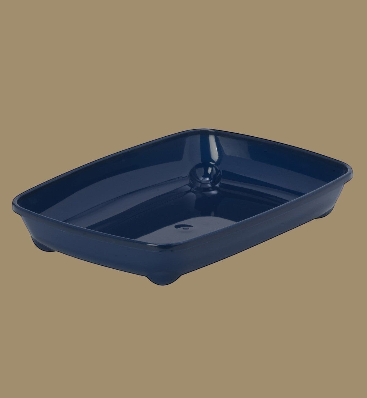 Animozen bac à litière Nesta Classic L bleu foncé en polypropylène, 43 x 57 x 16 cm, avec bord amovible et entrée haute.