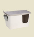 Bac à litière fermé Animozen Barik blanc en polypropylène avec pelle et support inclus, 76 x 45 cm