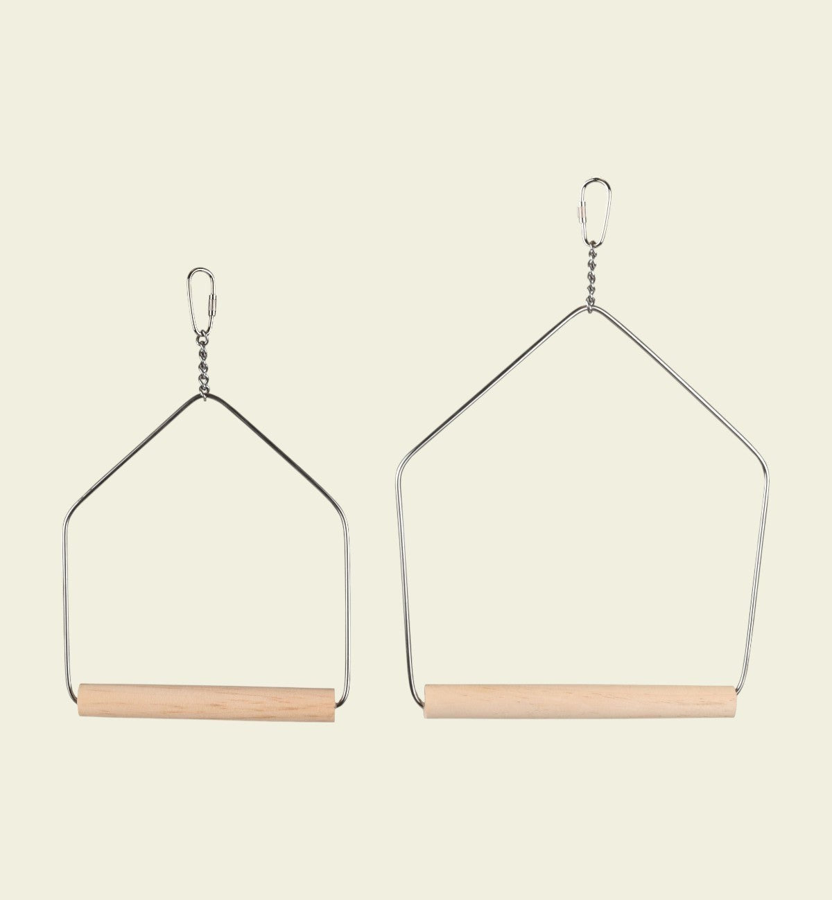 Animozen Jouet pour Oiseaux Dina Balançoire en Bois de Pin Naturel, balançoire pour perruche avec perchoir en bois naturel et suspension métallique.