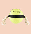 Animozen Balle de tennis jaune fluo pour chien avec corde en polyester, idéale pour le jeu et la traction.