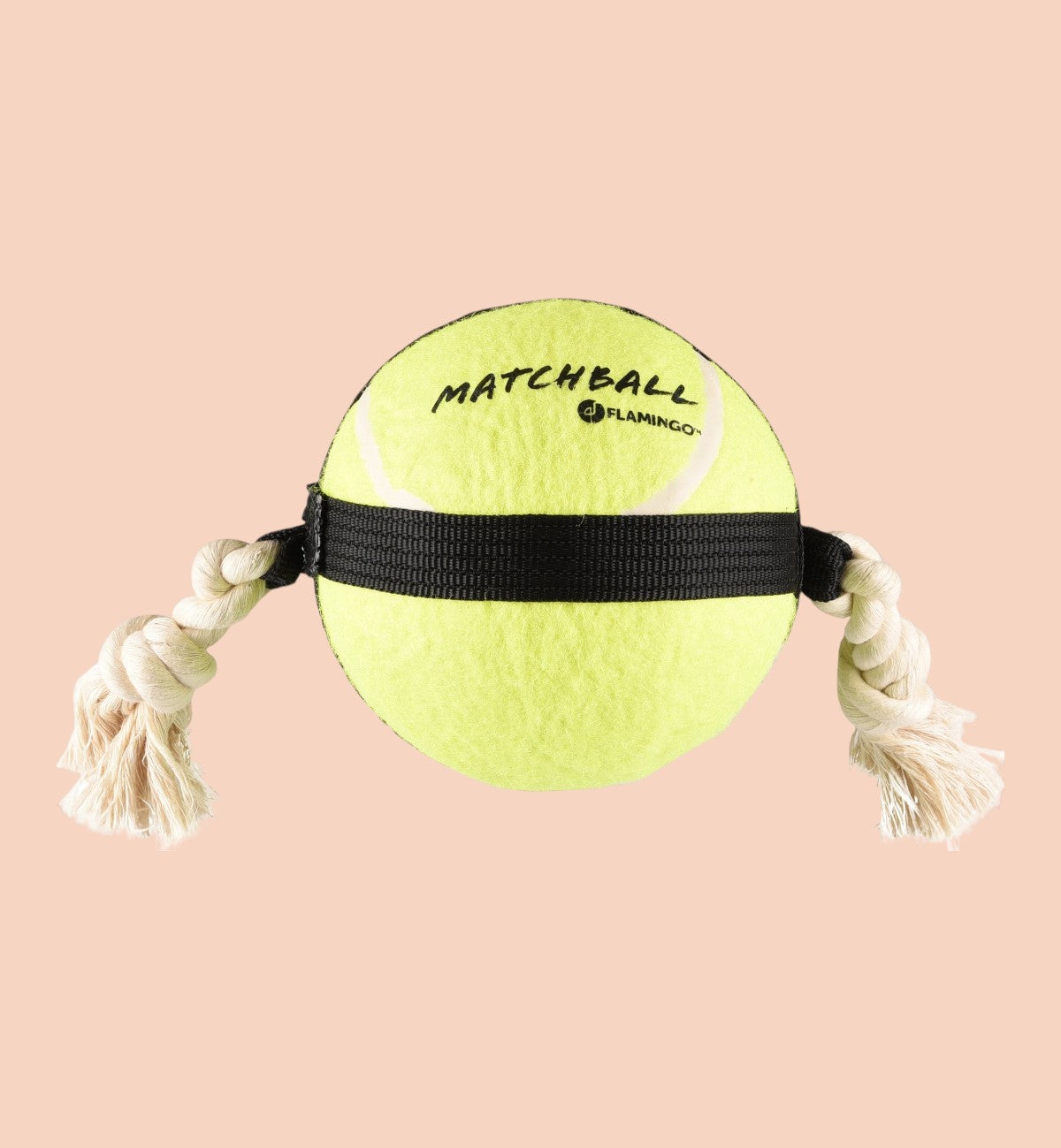 Animozen Balle de tennis jaune fluo pour chien avec corde en polyester résistant pour jeux de traction et de rapport.