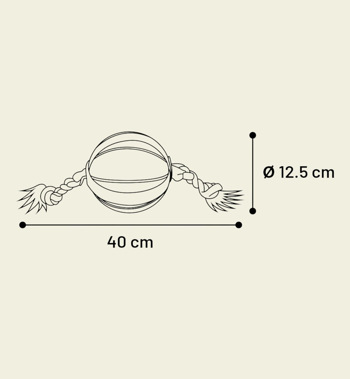 Animozen ballon de basket pour chien en caoutchouc orange avec corde, 40cm L x 12.5cm Ø