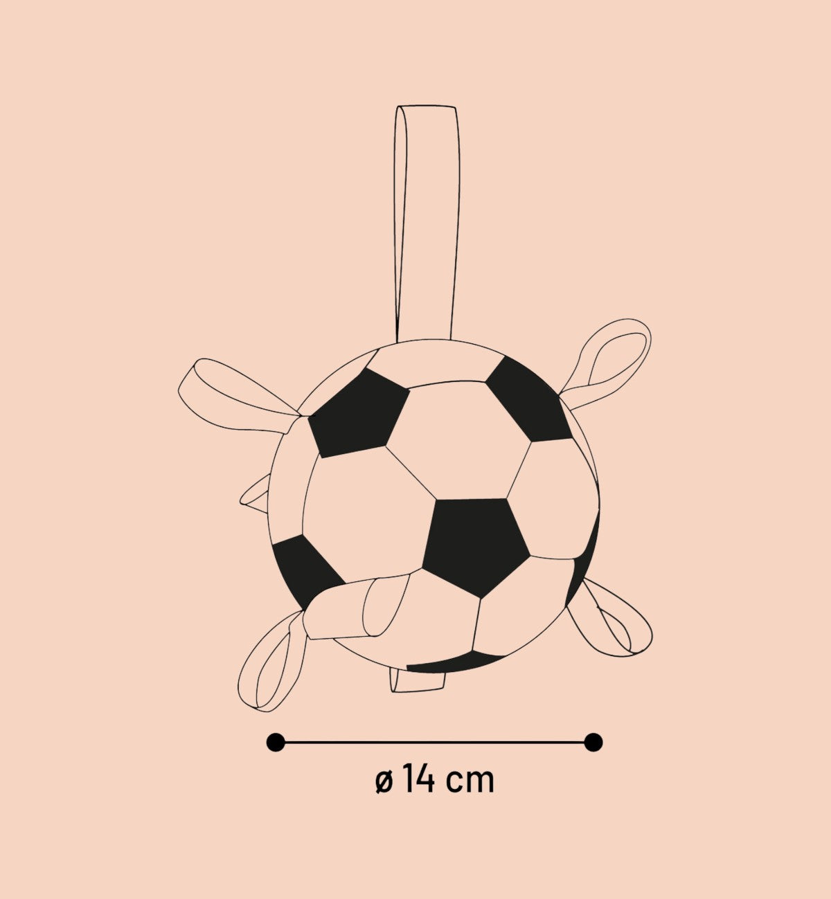 Animozen ballon de football pour chien en PVC synthétique blanc et noir avec poignées, flottant, 14 cm