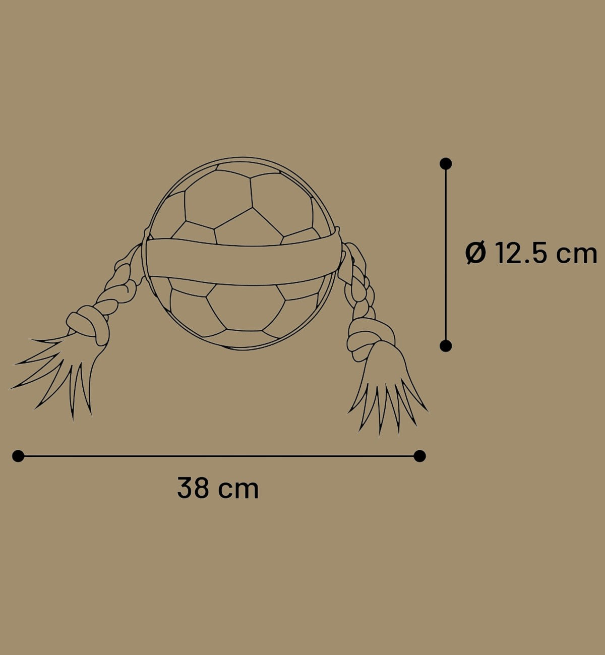 Animozen ballon de football pour chien en caoutchouc blanc et noir avec corde tressée, 20 cm de diamètre