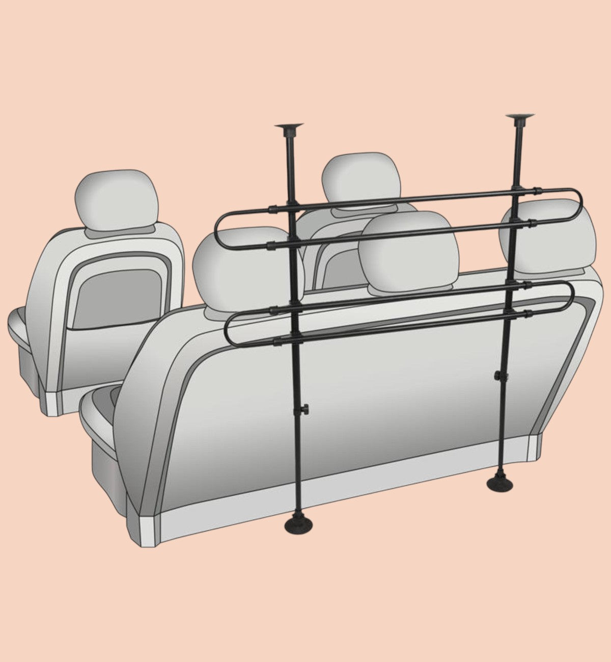 Barrière de sécurité en métal noir Animozen pour voiture, réglable en hauteur et largeur, pour chiens.