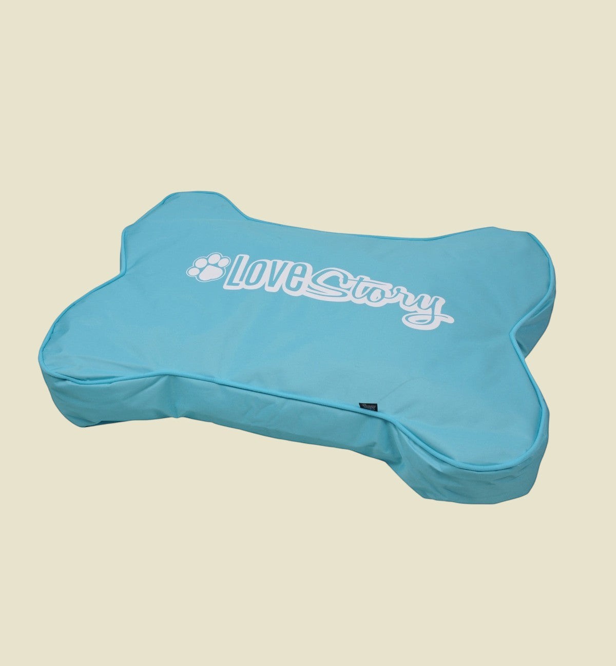 Animozen blue bone-shaped dog cushion, 100 x 70 x 15 cm, made of 100% polyester with a removable and washable cover.