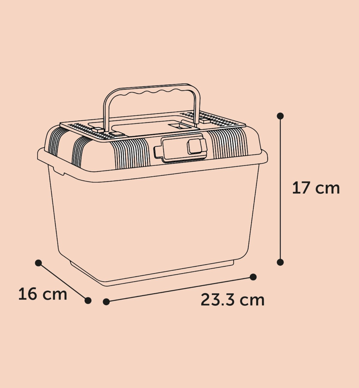 Boîte de transport Animozen pour poisson, reptile, insecte, rongeur, en polystyrène noir et transparent, avec poignée et aération.