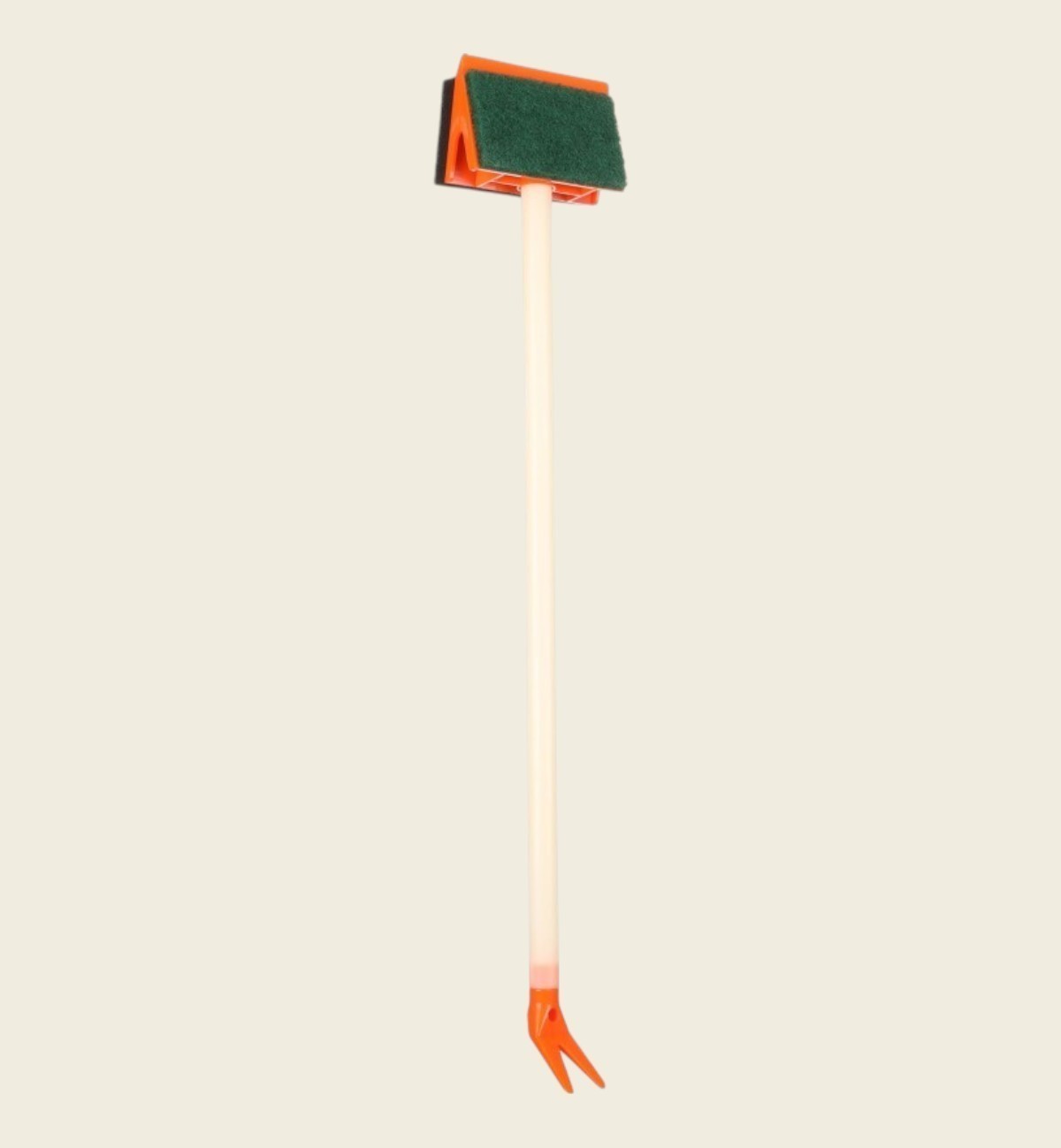 Brosse de nettoyage d'aquarium Animozen Bob 4-en-1 avec manche long orange et vert, idéale pour vitres et plantes.