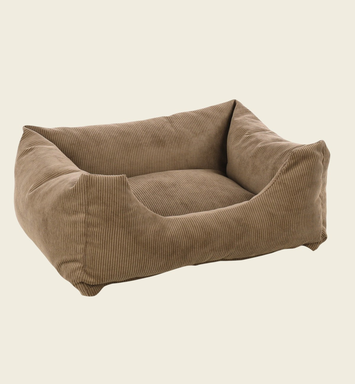 Animozen brown corduroy rectangular dog bed, size M, with raised sides and plush filling for ultimate comfort.