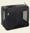 Cage de transport pour animal Animozen noire en nylon et finition Oxford, pliable avec aérations zippées.