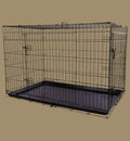 Cage métallique noire pliable Animozen avec 2 portes et plateau amovible, idéale pour transport et sécurité.