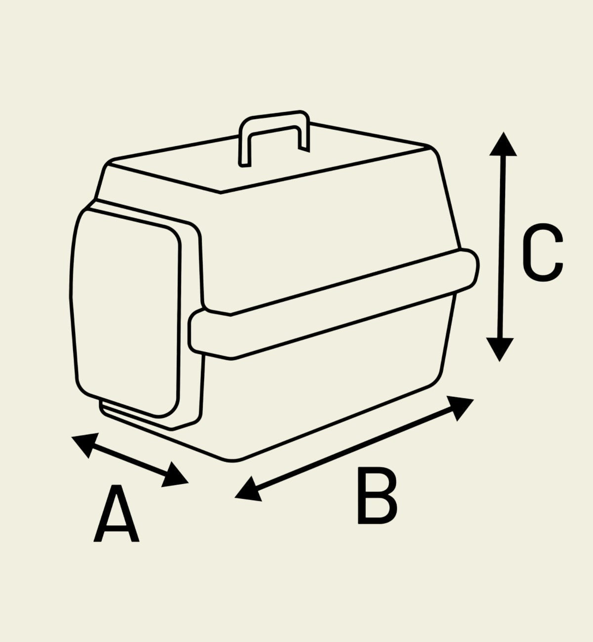 Animozen Cage de Transport pour Chat Noah 2, plastique recyclé, poignée, porte avant, ventilation, dimensions A, B, C