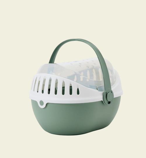 Cage de transport verte pour rongeur Animozen en plastique, avec poignée et aérations, 30,5 cm