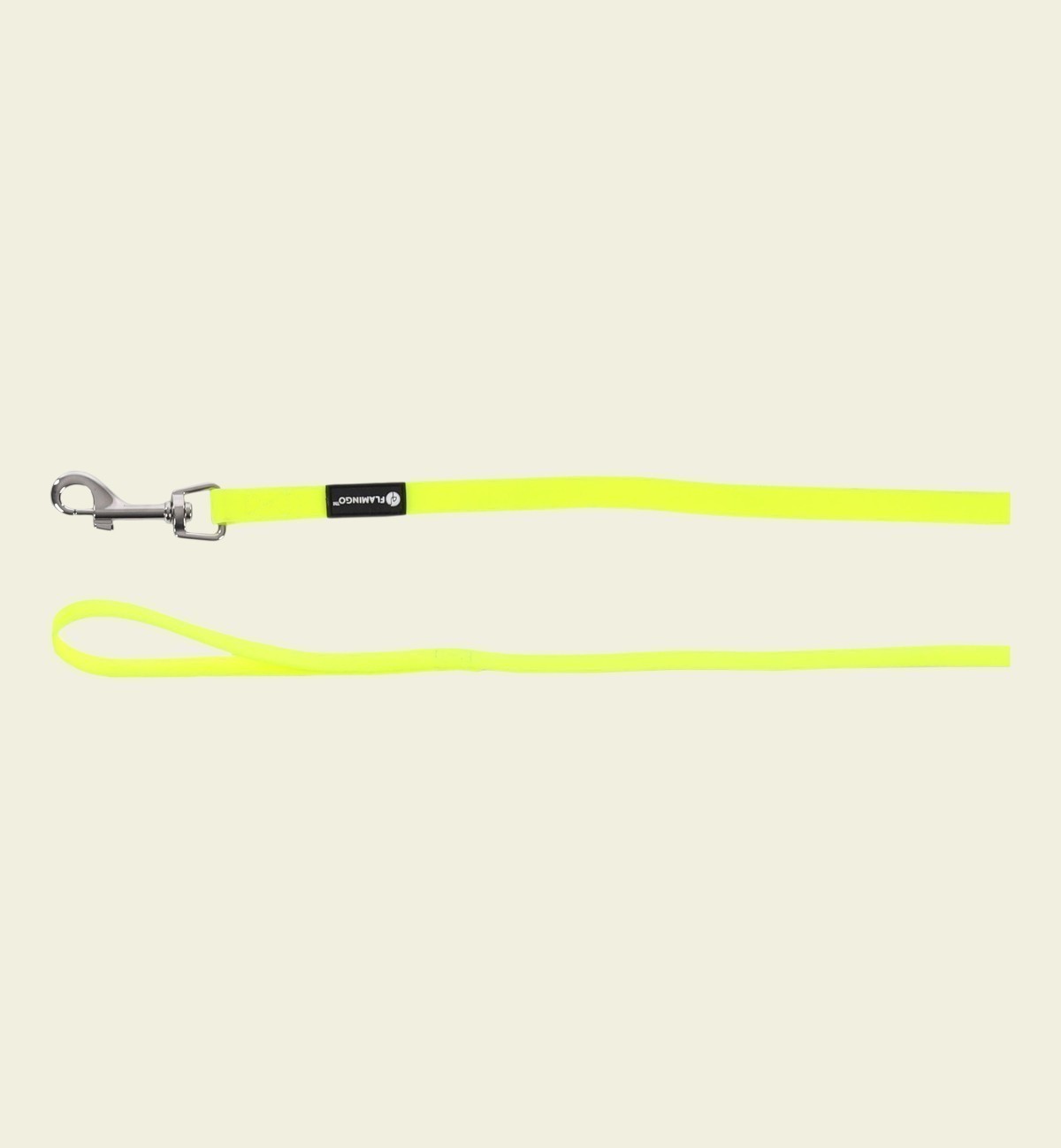 Laisse d'entraînement et de pistage Animozen Caspar jaune fluo en biothane, 10m, avec mousqueton chromé.