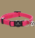 Collier pour chat Animozen Lomi rose vif en nylon, réglable, avec clochette et fermeture de sécurité.