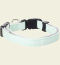 Collier pour chat Elfi Animozen menthe en nylon côtelé, réglable avec boucle de sécurité et clochette.