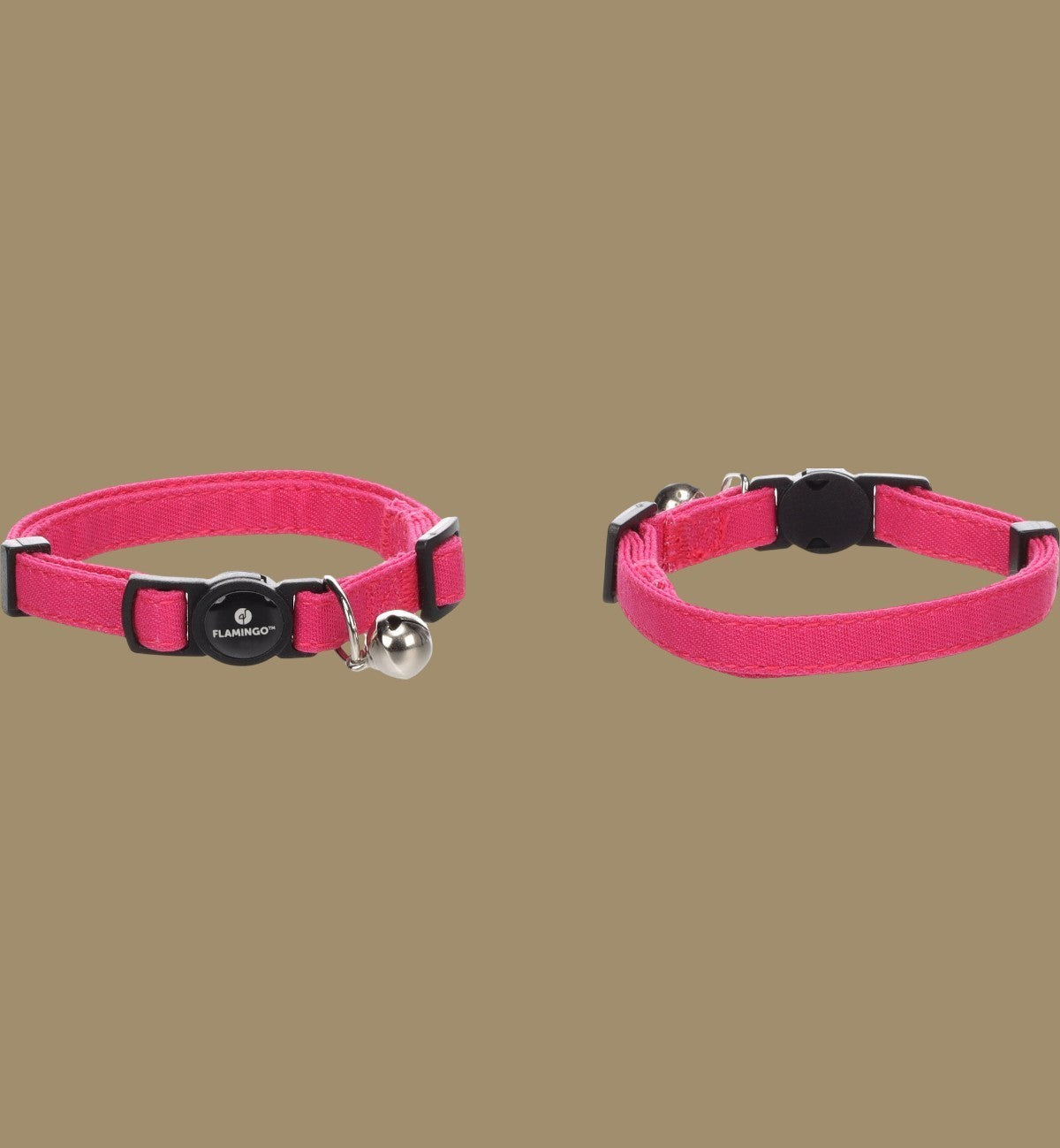 Animozen Collier Lomi rose fuchsia en nylon, réglable avec clochette pour chaton.