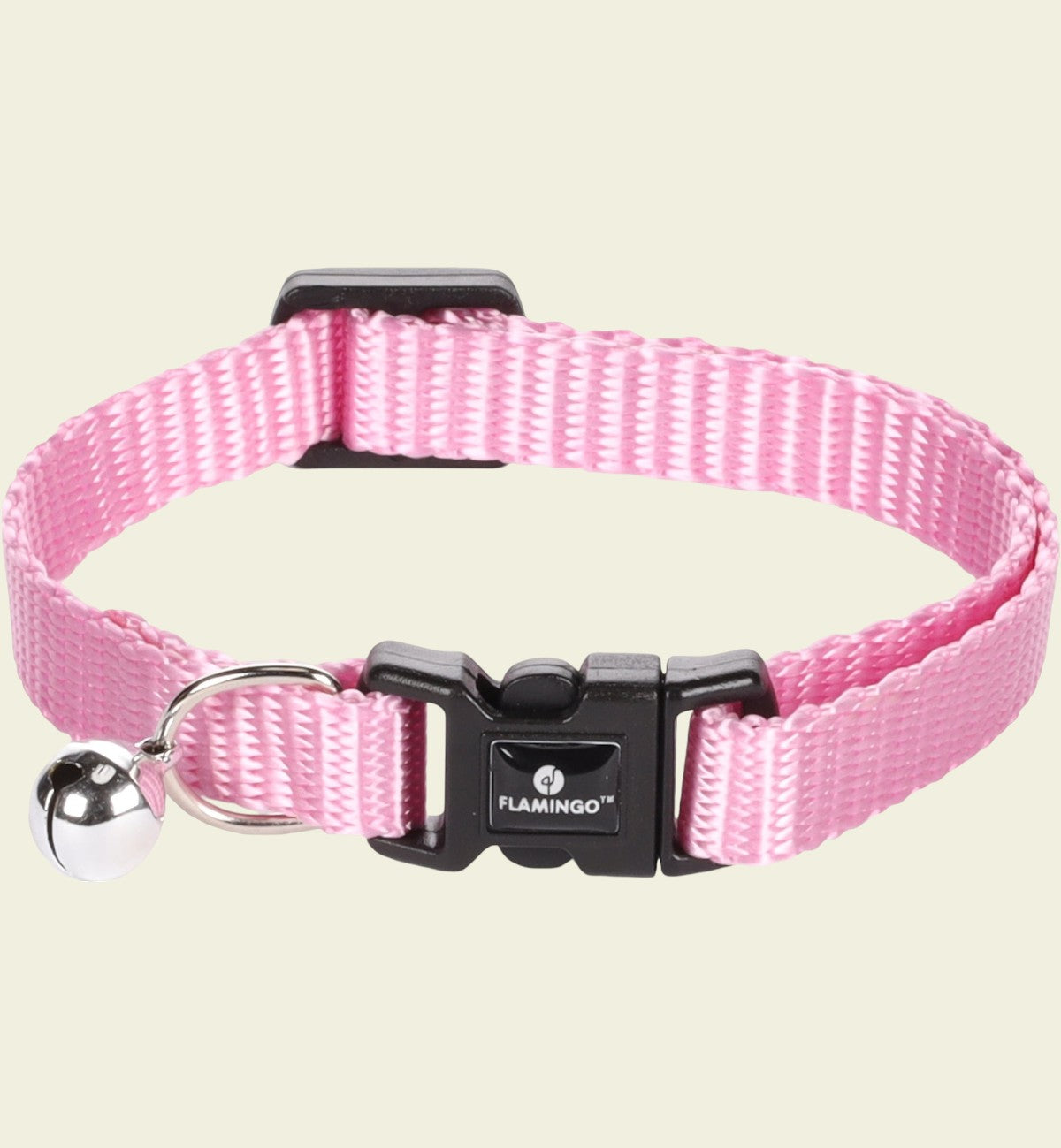 Collier rose en nylon pour chaton Animozen, réglable avec clochette et fermeture à clic sécurisée.