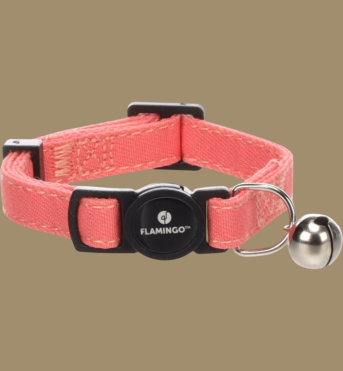 Animozen Collier Lomi rose saumon en nylon réglable avec clochette pour chaton