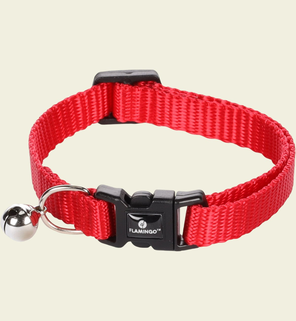 Collier pour chat Animozen Ziggi rouge en nylon réglable avec clochette et fermeture à clic sécurisée